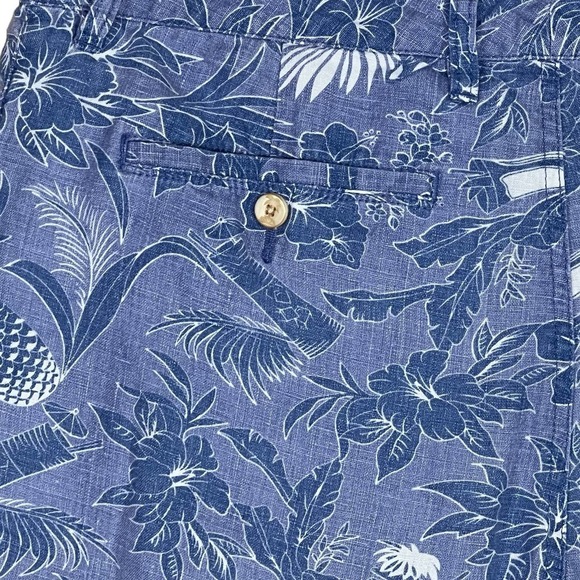 Tommy Bahama Men’s Linen Blue & White Tropical Print Golf Shorts Size 34 - Picture 7 of 14